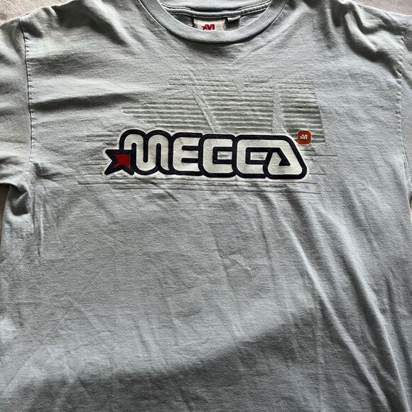 VTG 90s 00s Y2K Mecca USA T-Shirt Men’s XL Blue Graphic Logo Tee Streetwear - Picture 3 of 5